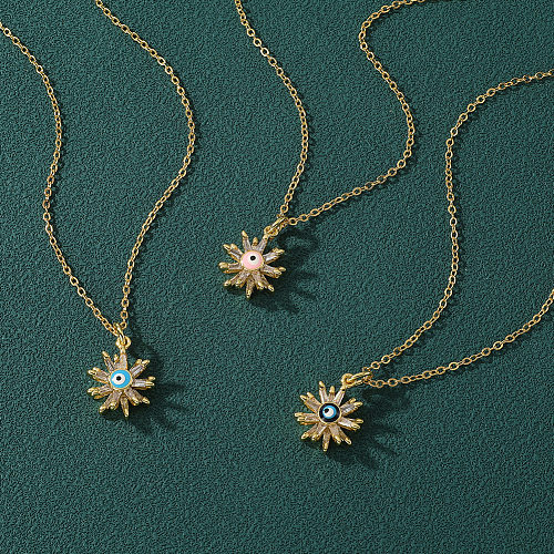 Elegant Lady Geometric Copper Plating Inlay Zircon Pendant Necklace