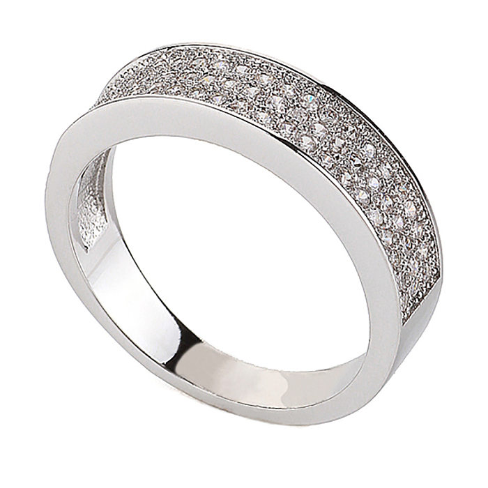 Elegante, glamouröse, runde, quadratische, verkupferte Inlay-Zirkon-Ringe