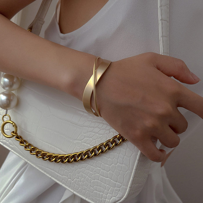 Elegant Streetwear Irregular Copper Plating Cuff Bracelets