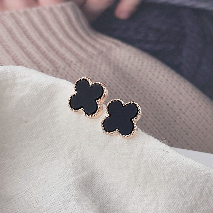 Korean Version Of Small Flower Stud Earrings Copper Inlaid Zirconium Earrings