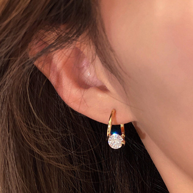 1 Pair Vintage Style Round Copper Plating Inlay Zircon Drop Earrings