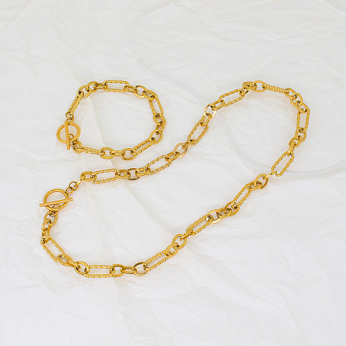 Elegant Lady Geometric Titanium Steel Plating Bracelets Necklace