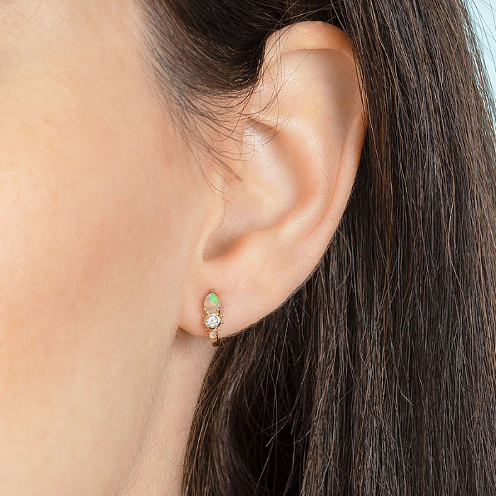 Earrings Drop-shaped Opal Earrings Diamonds Earrings