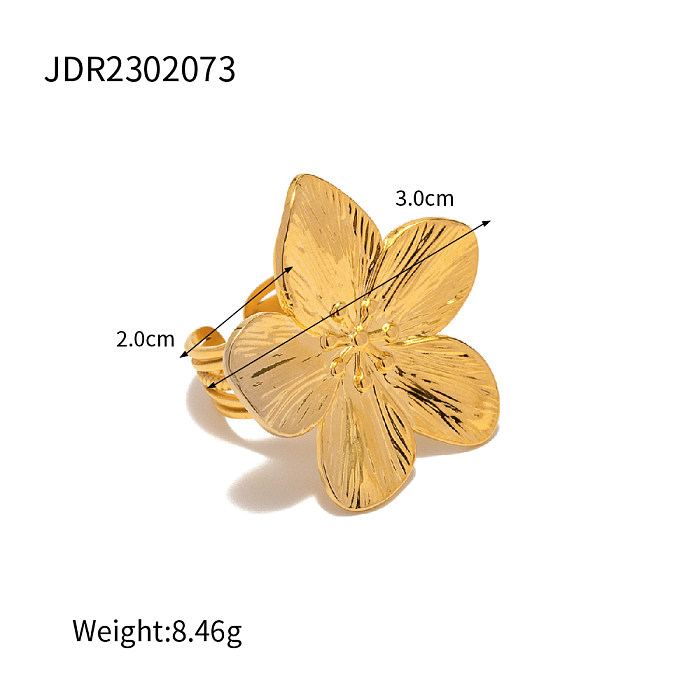 INS Style fleur papillon incrustation de placage en acier inoxydable Turquoise anneaux plaqués or 18 carats boucles d'oreilles