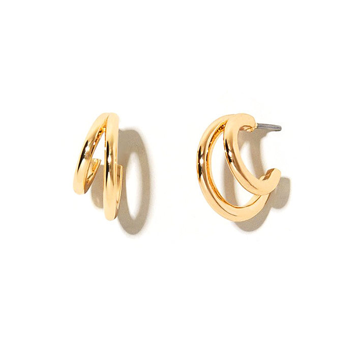 Pendientes de tuerca de cobre con ojo geométrico de estilo simple Pendientes de cobre con circonita chapada en oro