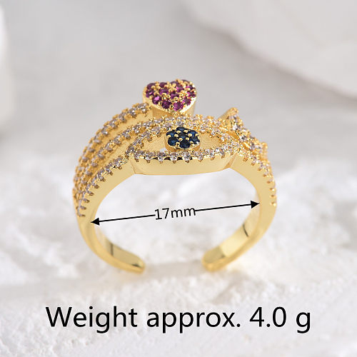 1 Stück eleganter, süßer, luxuriöser Teufelsauge-Verkupferungs-Inlay-Zirkon-offener Ring
