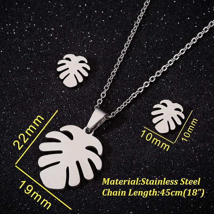 1 Set Mode Pentagramm Kokosnussbaum Katze Titan Stahl Überzug Ohrringe Halskette