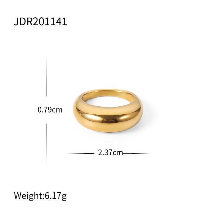 INS-Stil, schlichter Stil, einfarbig, Edelstahl-Beschichtung, 18 Karat vergoldete Ringe