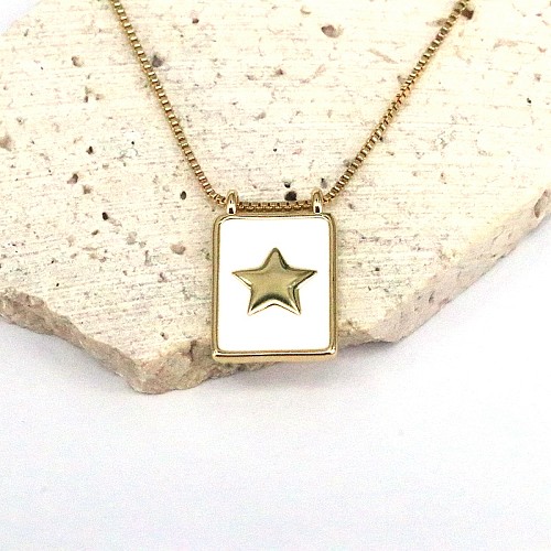 Streetwear Animal Star Moon Copper Plating Gold Plated Pendant Necklace