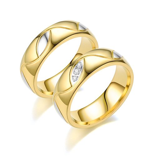Japanische und koreanische kreative Paarringe Finger Gold zweifarbig Titanstahl Edelstahl Diamantring europäischer und amerikanischer Handschmuck Großhandel