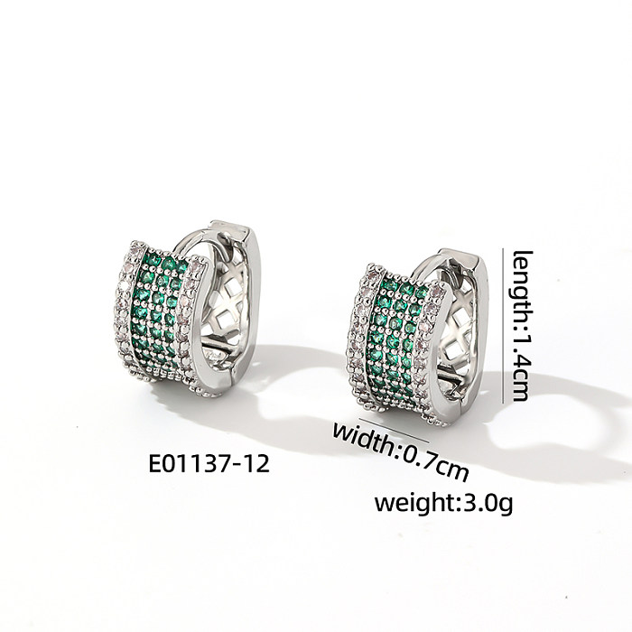 1 Pair Vintage Style Korean Style Geometric Inlay Copper Zircon Earrings