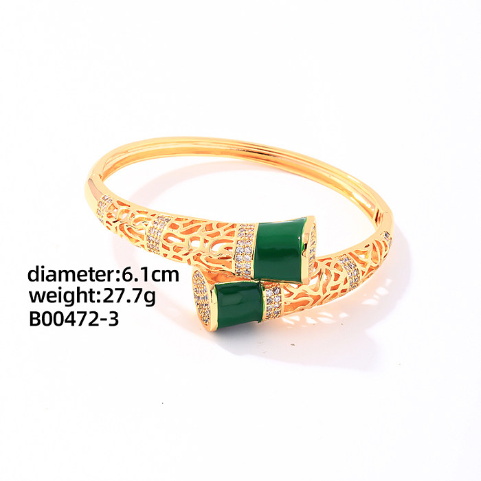 Pulseras de anillos chapados en oro con incrustaciones de esmalte de cobre redondo geométrico Glam elegante informal