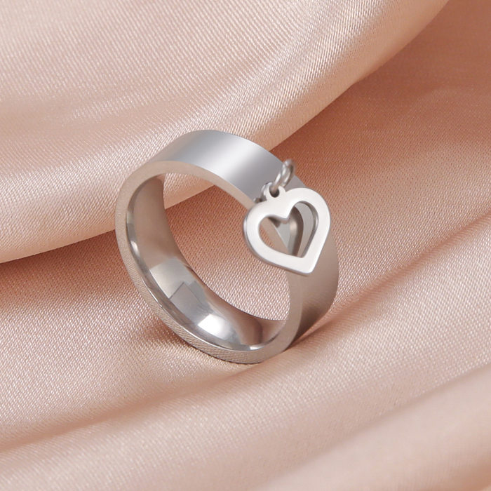Simple Style Heart Shape Stainless Steel Plating Rings