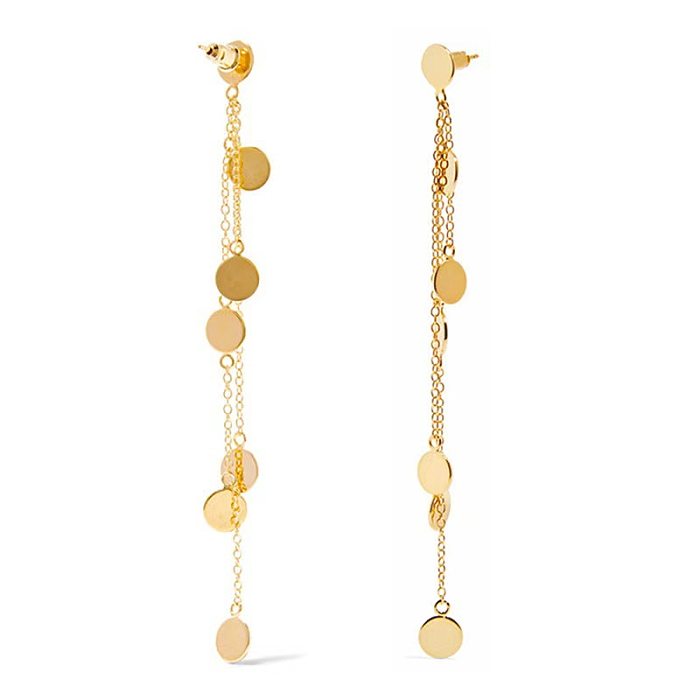1 Pair Simple Style Round Plating Copper 18K Gold Plated Drop Earrings