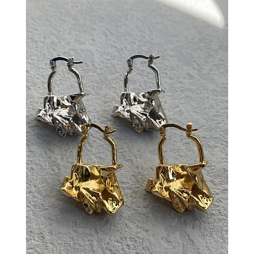 1 Pair Simple Style Commute Solid Color Plating Copper Gold Plated Earrings