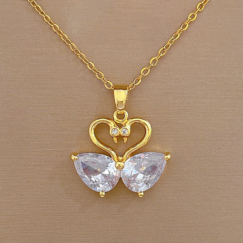 Elegant Animal Titanium Steel Copper Plating Inlay Artificial Diamond Earrings Necklace