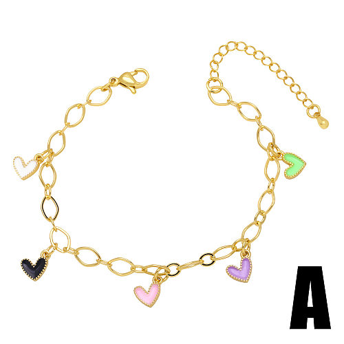 Fashion Heart Shape Copper Bracelets Inlay Zircon Copper Bracelets