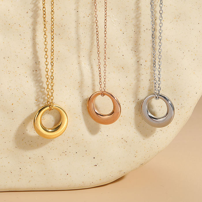 Simple Style Round Copper Plating 14K Gold Plated Pendant Necklace