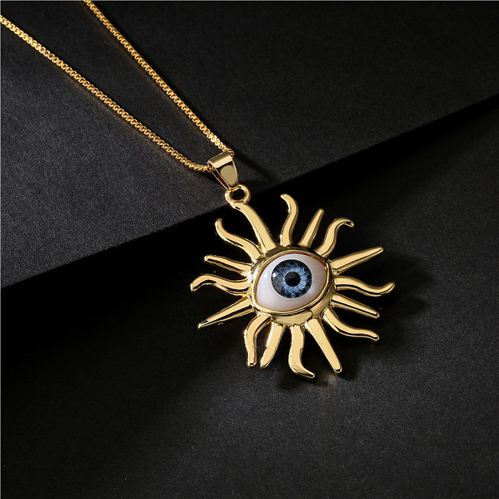 المجوهرات بالجملة شكل عين الشمس قلادة النحاس والمجوهرات