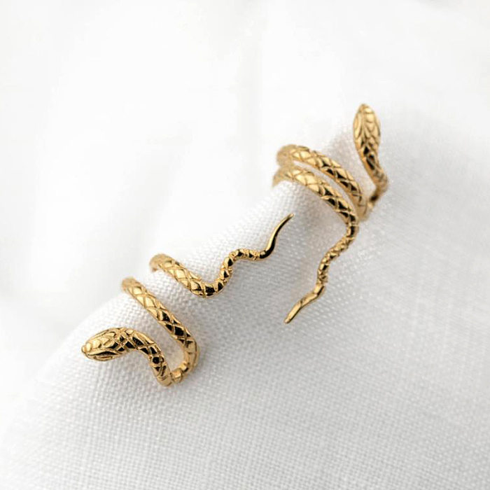 Einzelne schlangenförmige Kupferohrringe aus 18 Karat Gold, kreative, nicht durchbohrte Ohrringe mit europäischer und amerikanischer Persönlichkeit