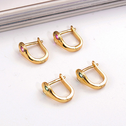 1 Pair Simple Style Solid Color Plating Inlay Copper Zircon 18K Gold Plated Earrings