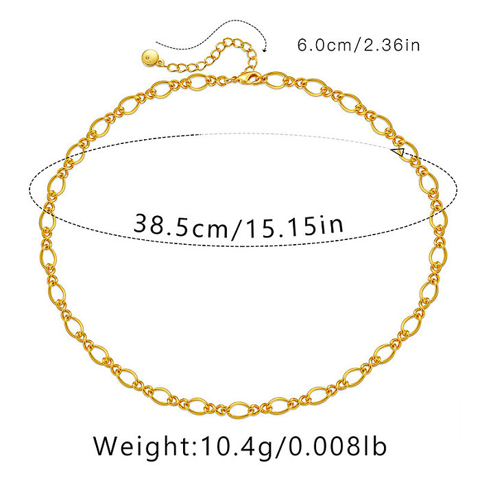 Collier plaqué or 18 carats avec chaîne plaquée cuivre de couleur unie de style simple IG