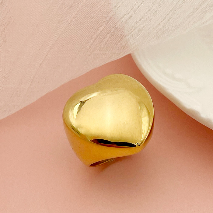 Elegant Heart Shape Stainless Steel Gold Plated Rings In Bulk
