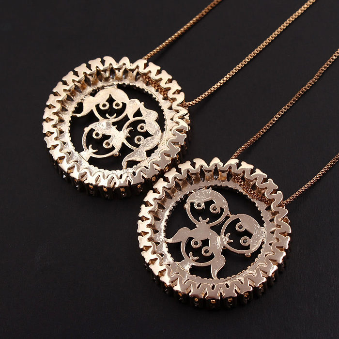 IG Style Simple Style Cartoon Character Copper Gold Plated Zircon Pendant Necklace In Bulk