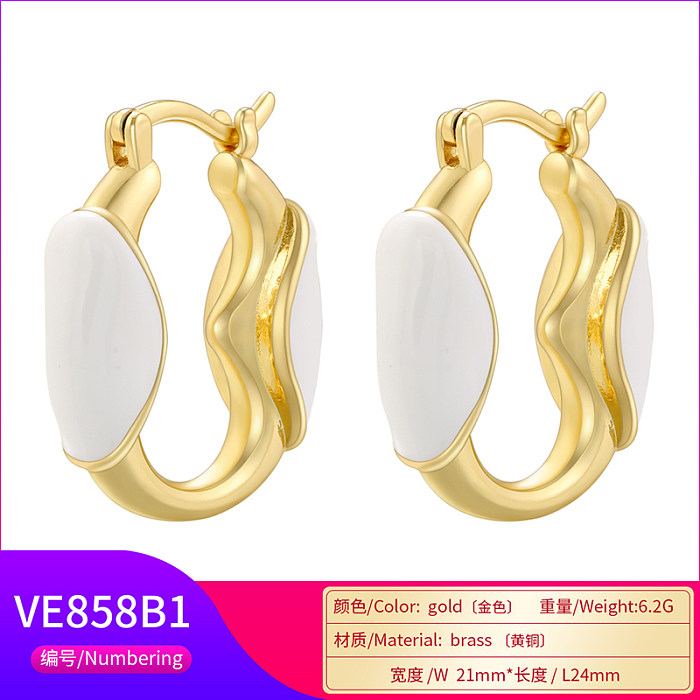 1 Pair Elegant Modern Style Simple Style Circle Enamel Plating Copper 18K Gold Plated Earrings