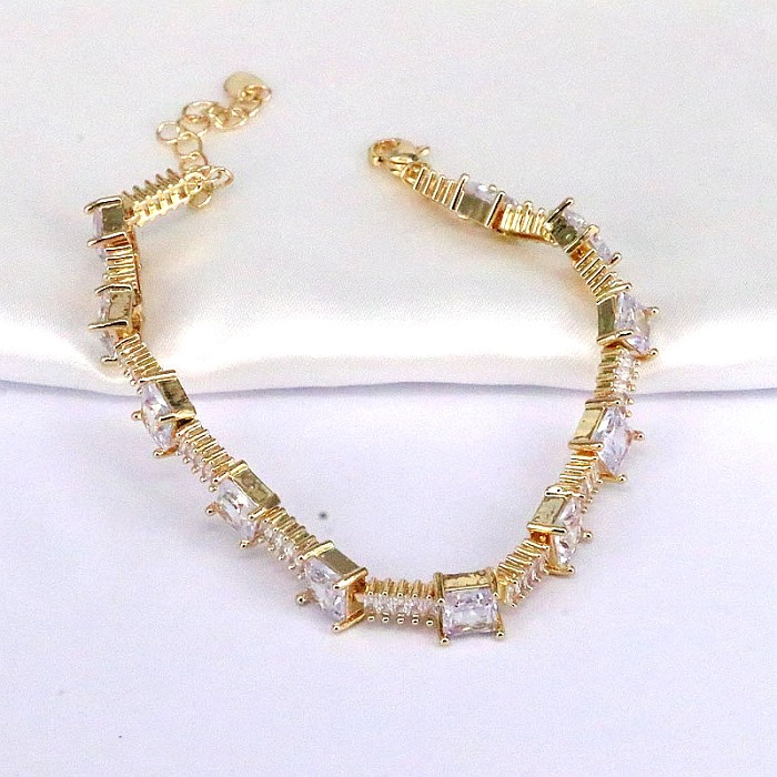 Bracelets plaqués or en Zircon avec incrustation de cuivre géométrique de Style classique rétro
