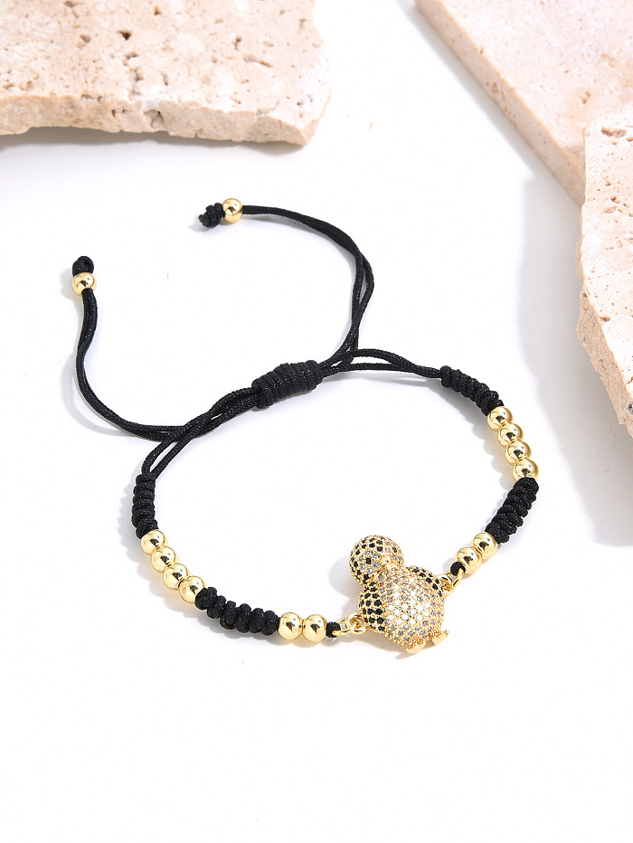 Bracelets plaqués or Zircon avec incrustation de cuivre et corde d'oiseau de Style Simple rétro