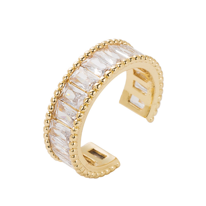 Copper-Plated Gold Inlaid Zircon Women's Opening Adjustable Ring