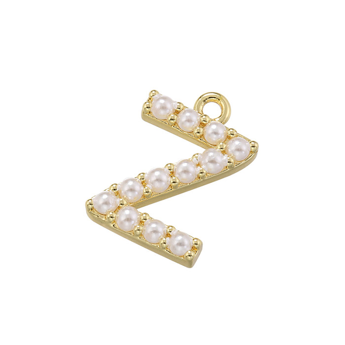 Casual Elegant Simple Style Letter Copper Plating Inlay Artificial Pearls 18K Gold Plated Charms