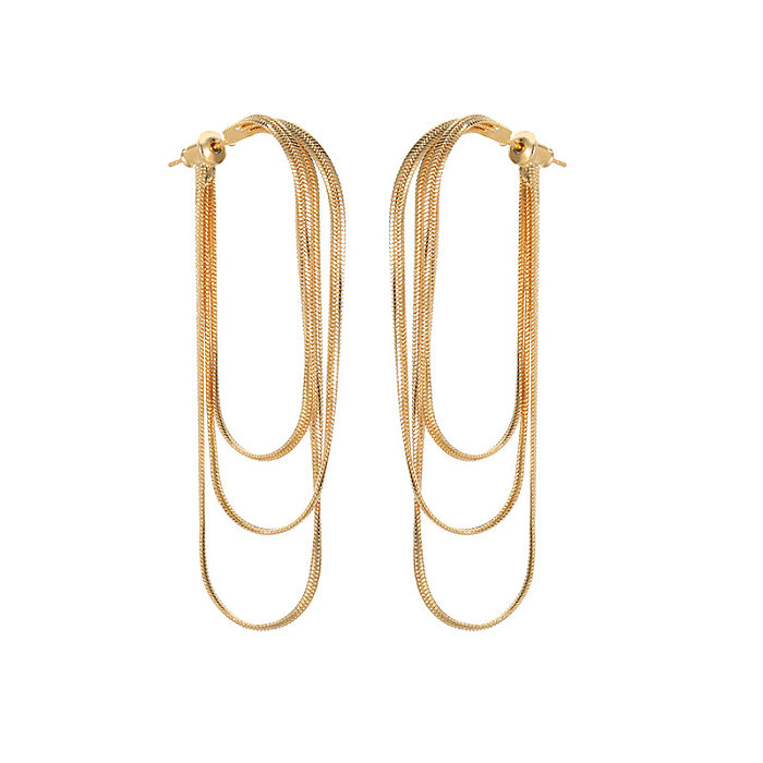 1 paire de boucles d'oreilles élégantes à pampilles pour femmes, couleur unie, plaqué cuivre plaqué or 18 carats