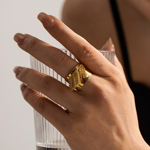 Comute anéis abertos banhados a ouro de aço inoxidável do chapeamento 18K da cor sólida