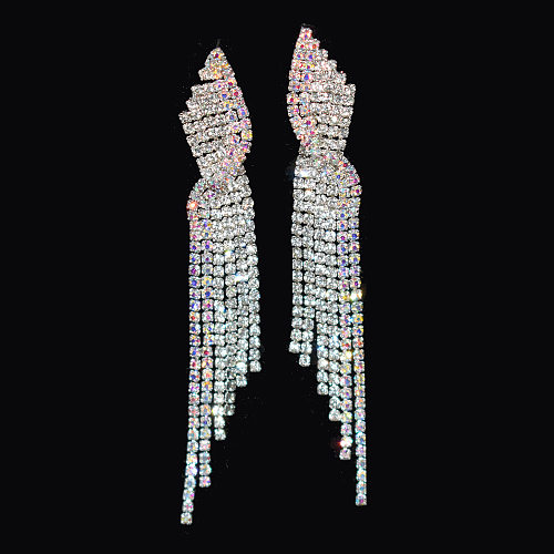 1 paire de boucles d'oreilles pendantes avec incrustation géométrique de Style moderne et élégant, strass en cuivre