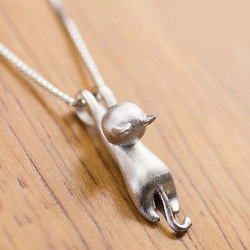 Collier avec pendentif en cuivre plaqué chat à la mode, 1 pièce