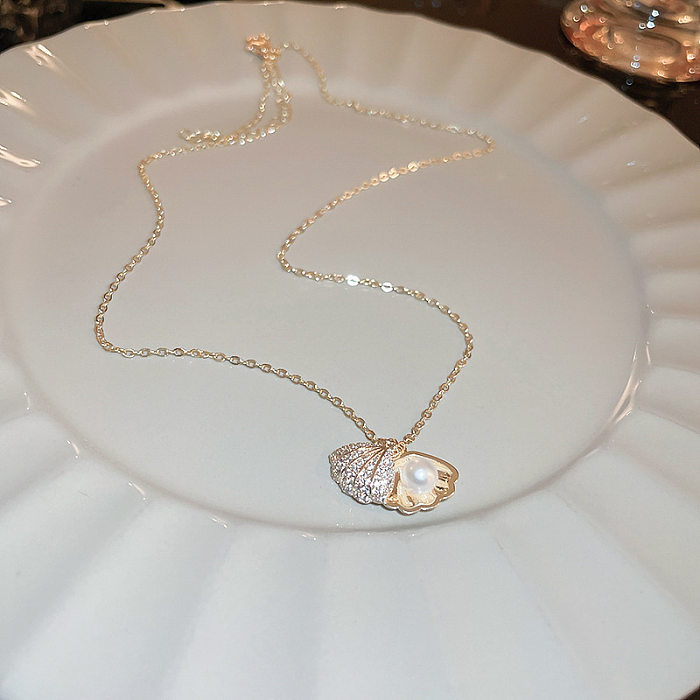 Fashion Geometric Copper Plating Zircon Pendant Necklace