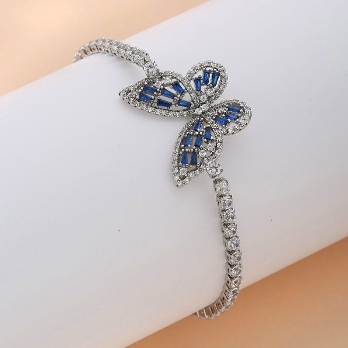 Elegant Streetwear Geometric Heart Shape Butterfly Copper Inlay Zircon Bracelets