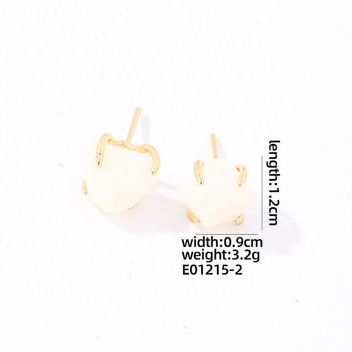 1 Pair Sweet Simple Style Irregular Plating Inlay Copper Natural Stone Gold Plated Ear Studs