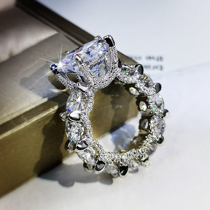 Elegant Glam Round Brass Inlay Artificial Gemstones Rings