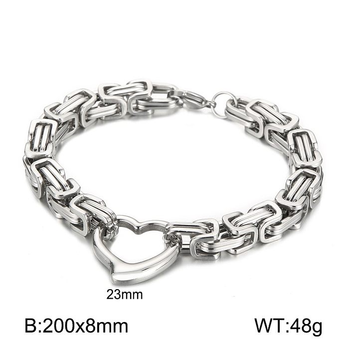 Simple Style Heart Shape Stainless Steel Hollow Out Bracelets Necklace