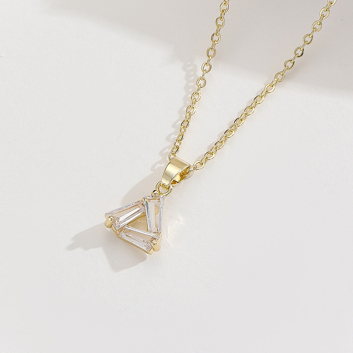 Casual Cross Star Copper Plating Inlay Zircon Gold Plated Pendant Necklace