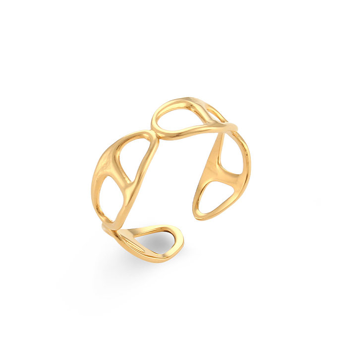 Anéis de aço inoxidável com chapeamento de anel aberto geométrico de aço inoxidável fashion