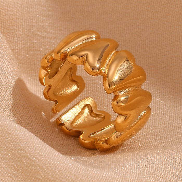 Atacado estilo simples cor sólida chapeamento de aço inoxidável anéis abertos banhados a ouro 18K