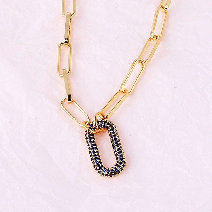 Einfacher Stil, einfarbig, Kupfer-Inlay, Zirkon-Armband-Halskette für Damen