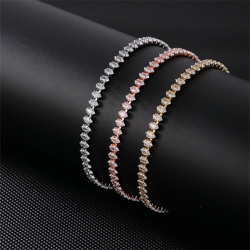 Bracelets en zircon avec incrustation de cuivre ovale de style simple et doux