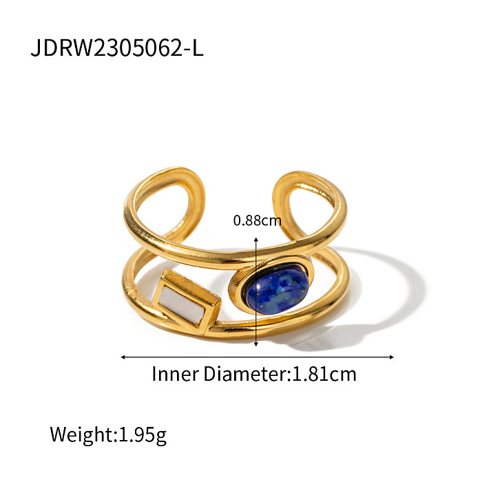 IG Style Solid Color Stainless Steel 18K Gold Plated Natural Stone Rings In Bulk