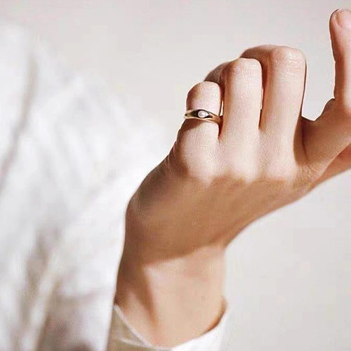 1 Piece Fashion Solid Color Copper Inlay Pearl Rings