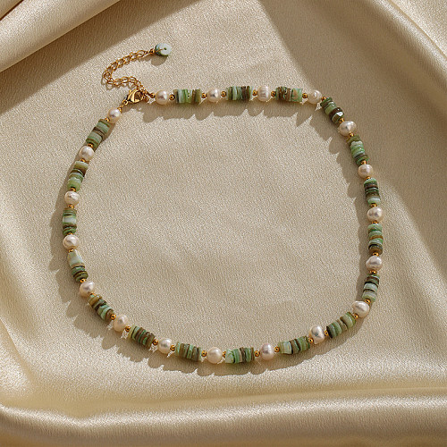 Schlichte Halskette mit runden Kupferperlen